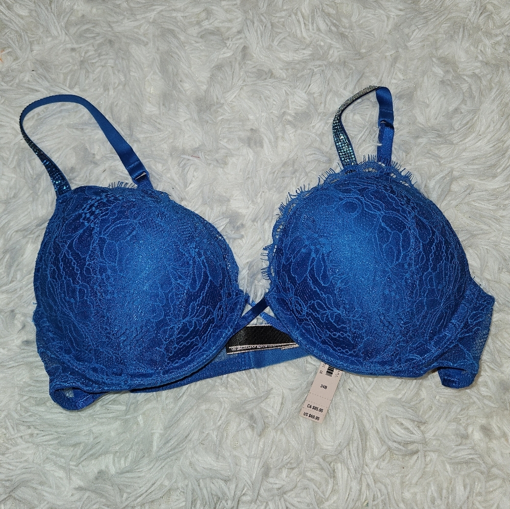 Elegant Blue Lace Bra